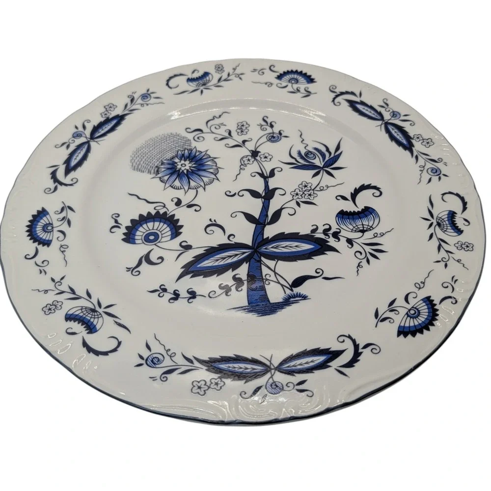 Vintage House of Prill Dinner Plate‎ Blue Onion Hand Painted Mid Century Modern
